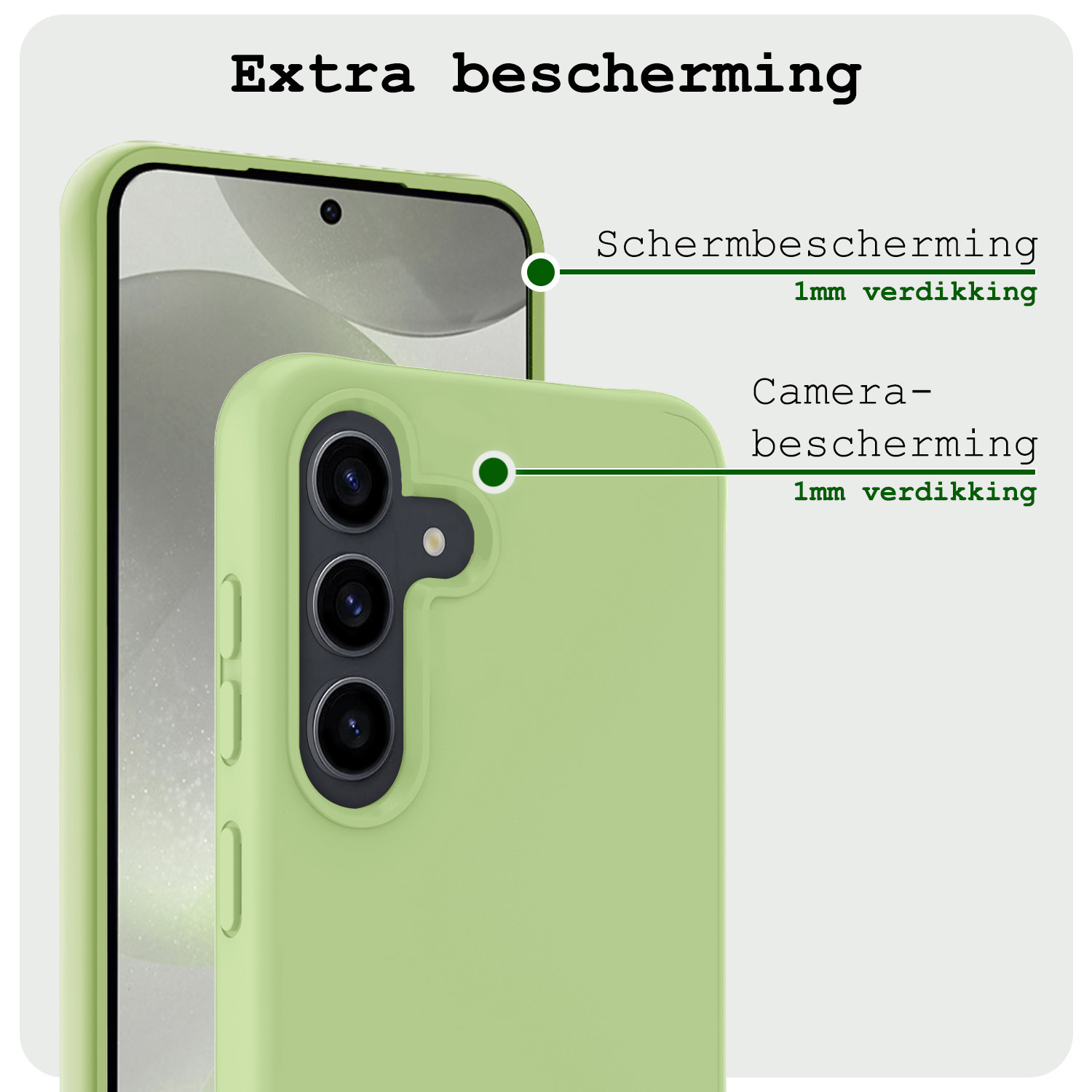 BASEY. Hoes Geschikt voor Samsung S24 Plus Hoesje Siliconen Back Cover Case Met Screenprotector - Hoesje Geschikt voor Samsung Galaxy S24 Plus Hoes Cover Hoesje - Groen