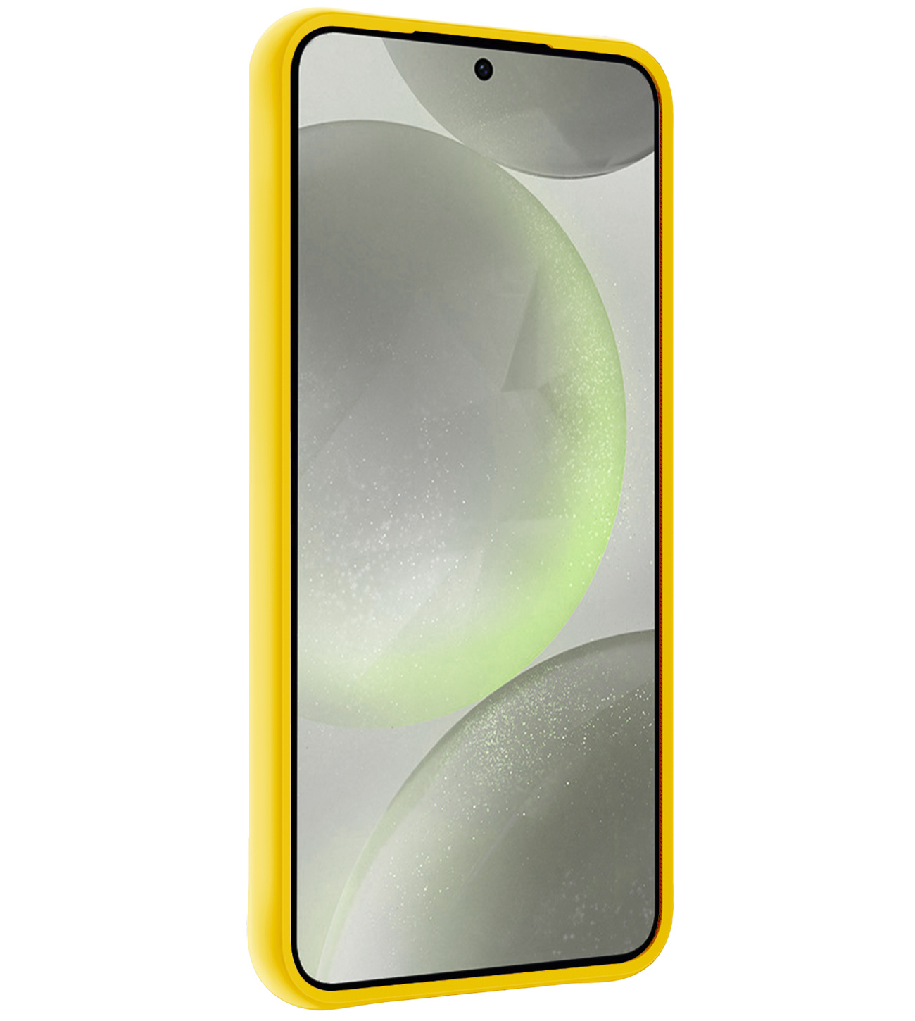 BASEY. Hoes Geschikt voor Samsung S24 Plus Hoesje Siliconen Back Cover Case Met Screenprotector - Hoesje Geschikt voor Samsung Galaxy S24 Plus Hoes Cover Hoesje - Geel