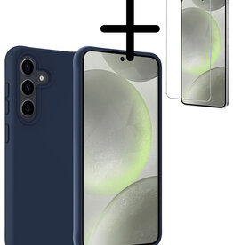 BASEY. BASEY. Samsung Galaxy S24 Plus Hoesje Siliconen Met Screenprotector - Donkerblauw