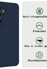 BASEY. Hoes Geschikt voor Samsung S24 Plus Hoesje Siliconen Back Cover Case Met Screenprotector - Hoesje Geschikt voor Samsung Galaxy S24 Plus Hoes Cover Hoesje - Donkerblauw