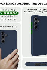 BASEY. Hoes Geschikt voor Samsung S24 Plus Hoesje Siliconen Back Cover Case Met Screenprotector - Hoesje Geschikt voor Samsung Galaxy S24 Plus Hoes Cover Hoesje - Donkerblauw