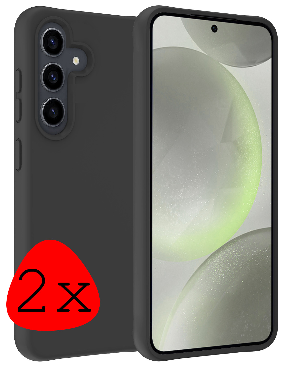 BASEY. Hoes Geschikt voor Samsung S24 Plus Hoesje Siliconen Back Cover Case - Hoesje Geschikt voor Samsung Galaxy S24 Plus Hoes Cover Hoesje - Zwart - 2 Stuks
