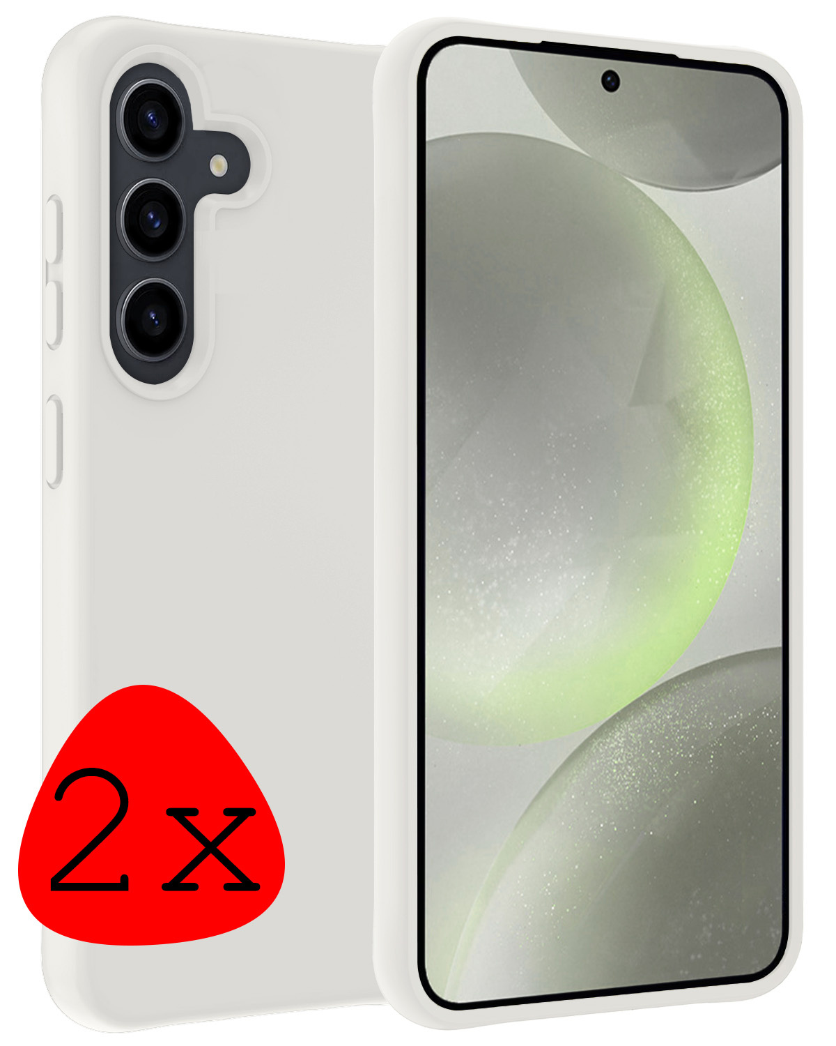 BASEY. Hoes Geschikt voor Samsung S24 Plus Hoesje Siliconen Back Cover Case - Hoesje Geschikt voor Samsung Galaxy S24 Plus Hoes Cover Hoesje - Wit - 2 Stuks