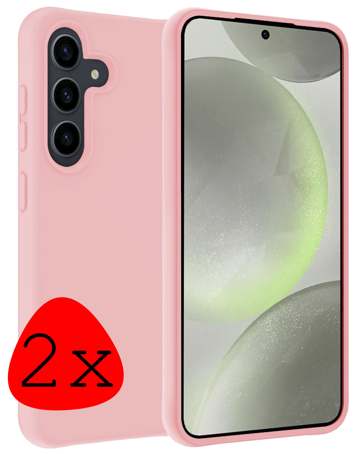 BASEY. Hoes Geschikt voor Samsung S24 Plus Hoesje Siliconen Back Cover Case - Hoesje Geschikt voor Samsung Galaxy S24 Plus Hoes Cover Hoesje - Lichtroze - 2 Stuks