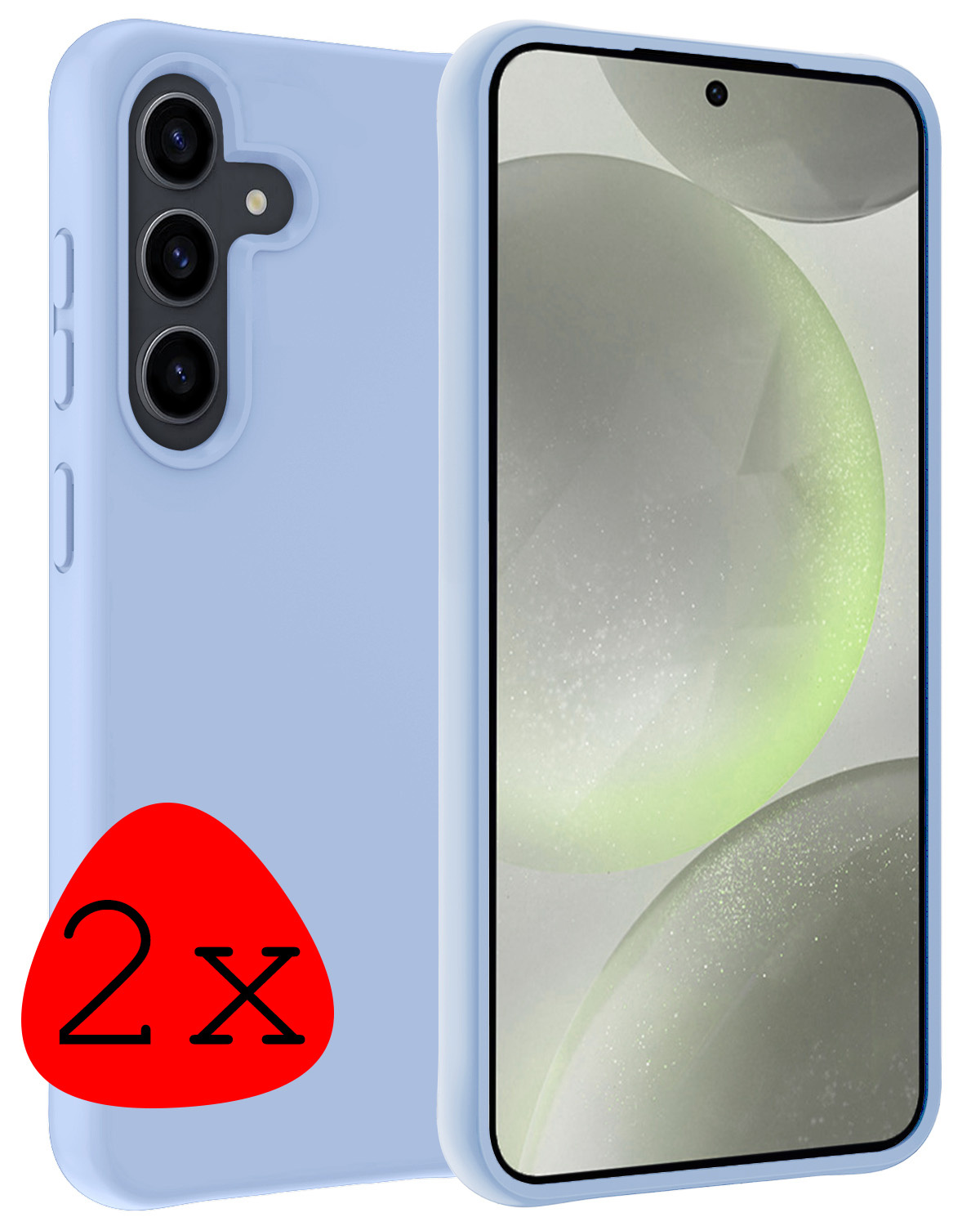 BASEY. Hoes Geschikt voor Samsung S24 Plus Hoesje Siliconen Back Cover Case - Hoesje Geschikt voor Samsung Galaxy S24 Plus Hoes Cover Hoesje - Lichtblauw - 2 Stuks