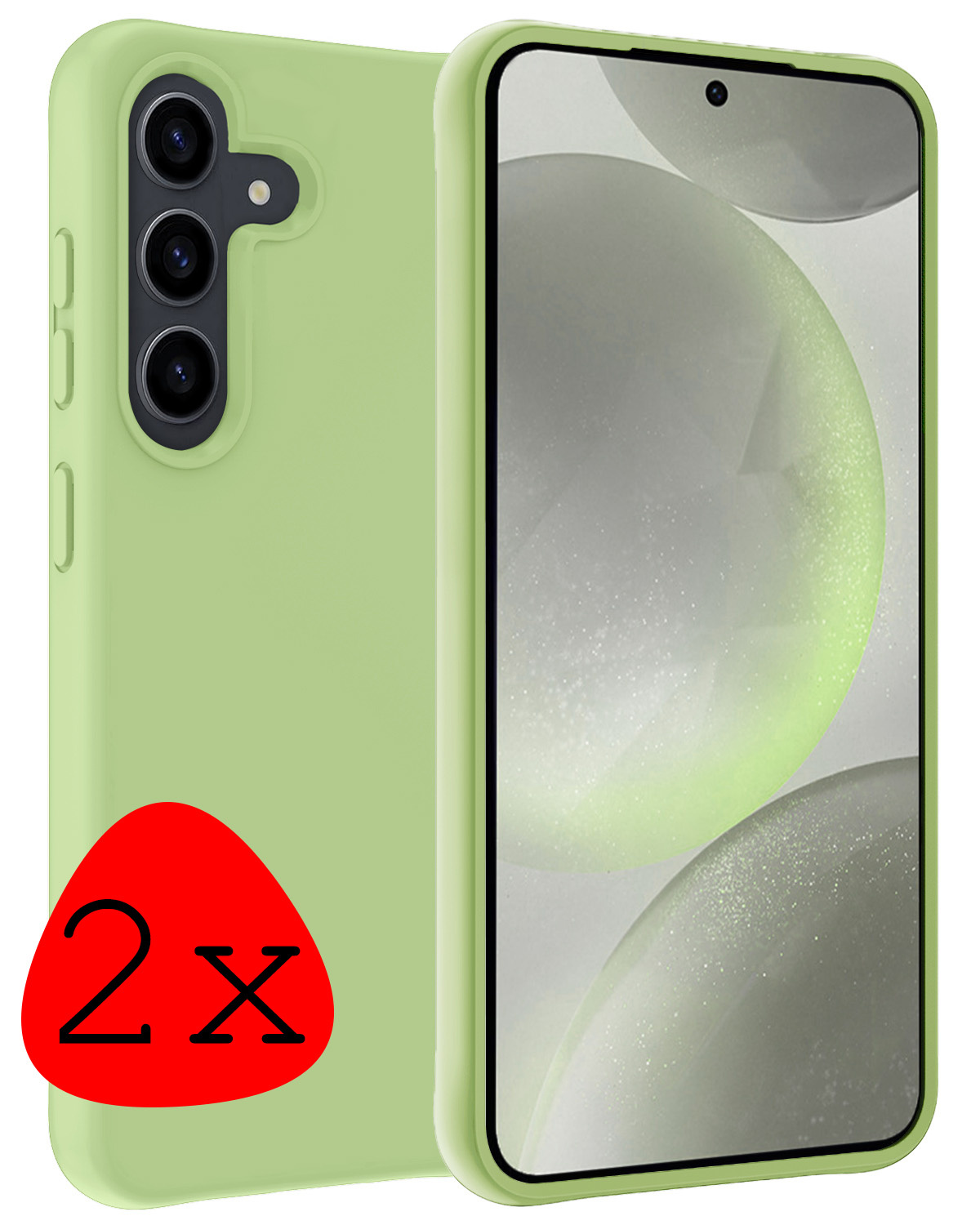 BASEY. Hoes Geschikt voor Samsung S24 Plus Hoesje Siliconen Back Cover Case - Hoesje Geschikt voor Samsung Galaxy S24 Plus Hoes Cover Hoesje - Groen - 2 Stuks