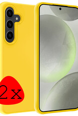 BASEY. Hoes Geschikt voor Samsung S24 Plus Hoesje Siliconen Back Cover Case - Hoesje Geschikt voor Samsung Galaxy S24 Plus Hoes Cover Hoesje - Geel - 2 Stuks