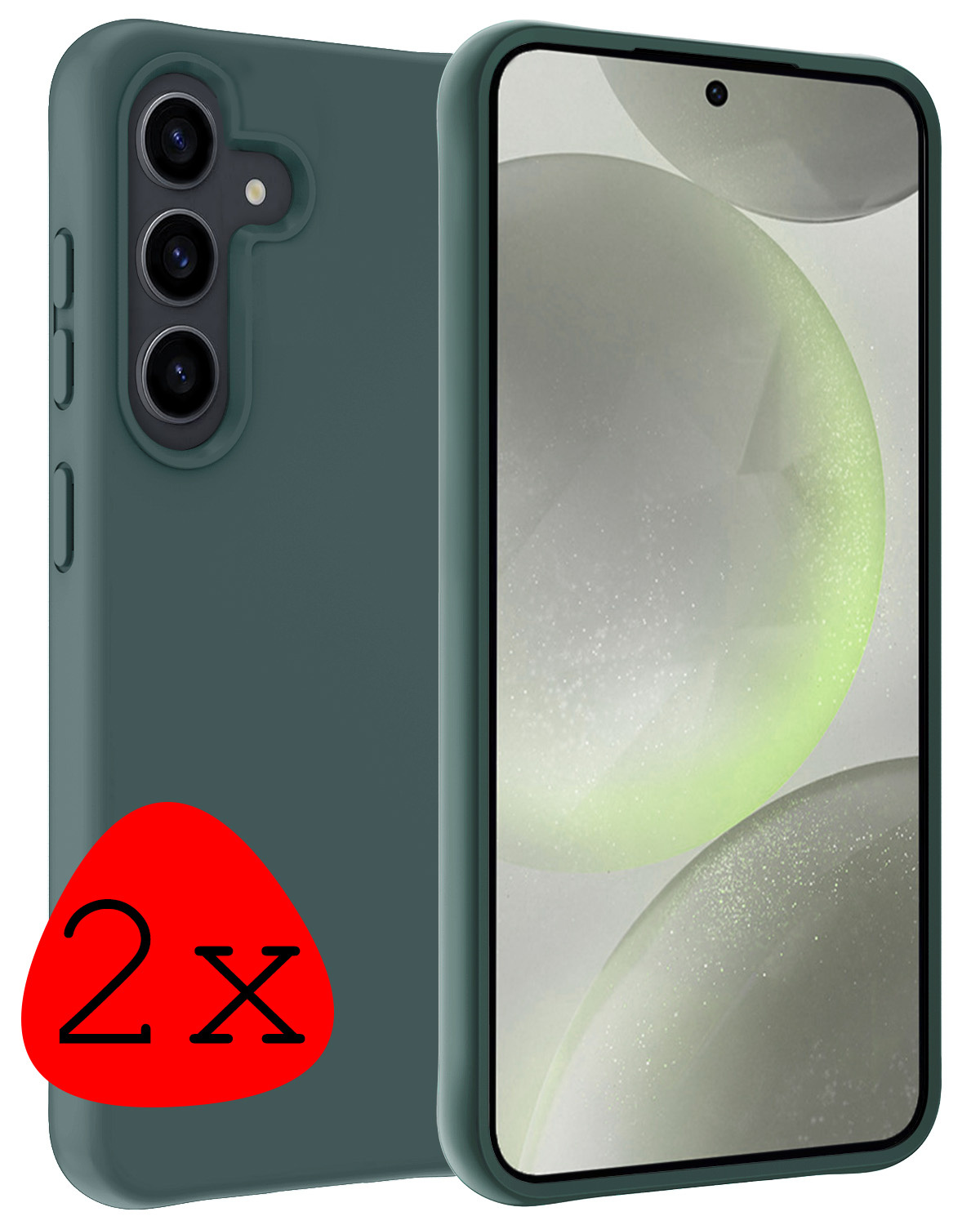 BASEY. Hoes Geschikt voor Samsung S24 Plus Hoesje Siliconen Back Cover Case - Hoesje Geschikt voor Samsung Galaxy S24 Plus Hoes Cover Hoesje - Donkergroen - 2 Stuks