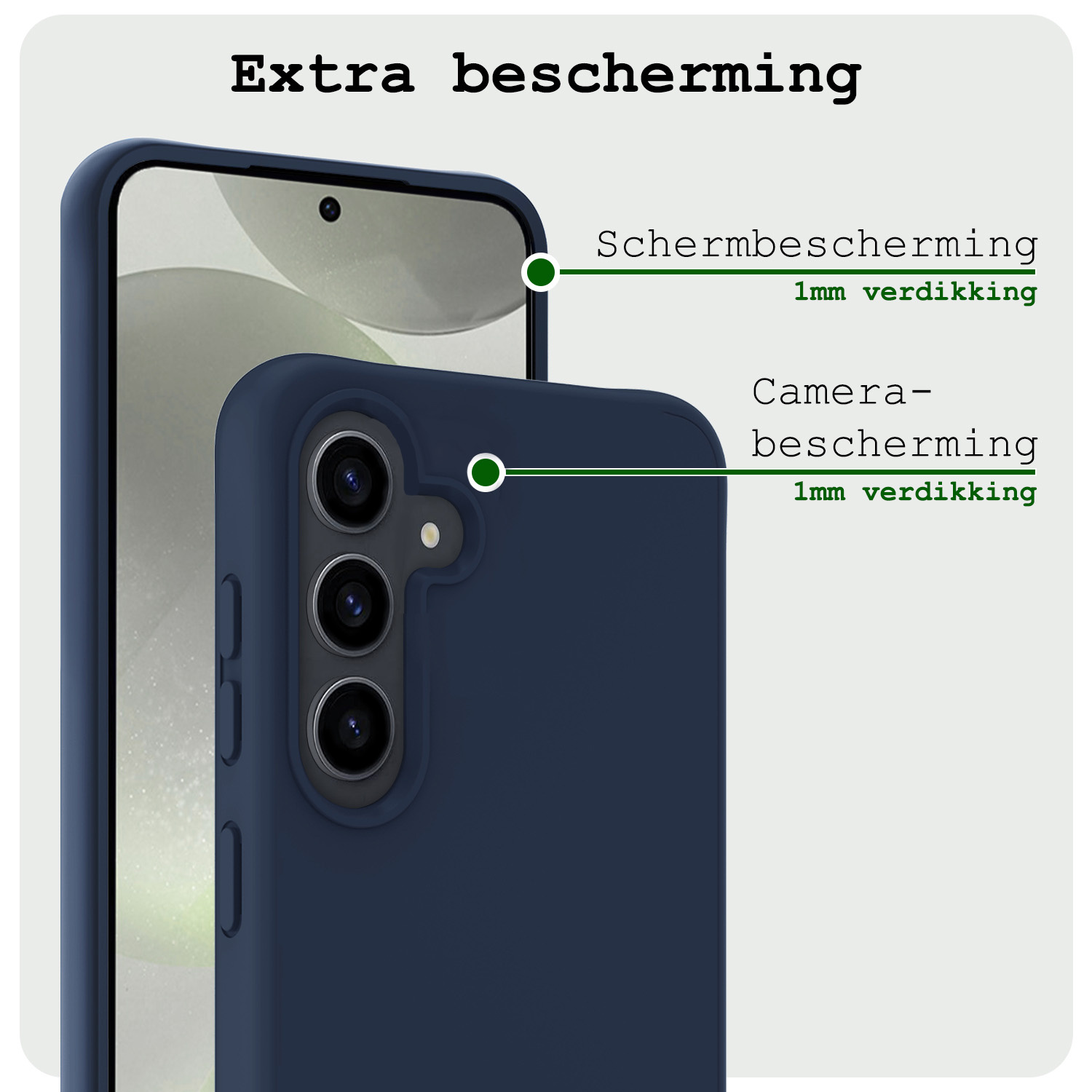 BASEY. Hoes Geschikt voor Samsung S24 Plus Hoesje Siliconen Back Cover Case - Hoesje Geschikt voor Samsung Galaxy S24 Plus Hoes Cover Hoesje - Donkerblauw - 2 Stuks