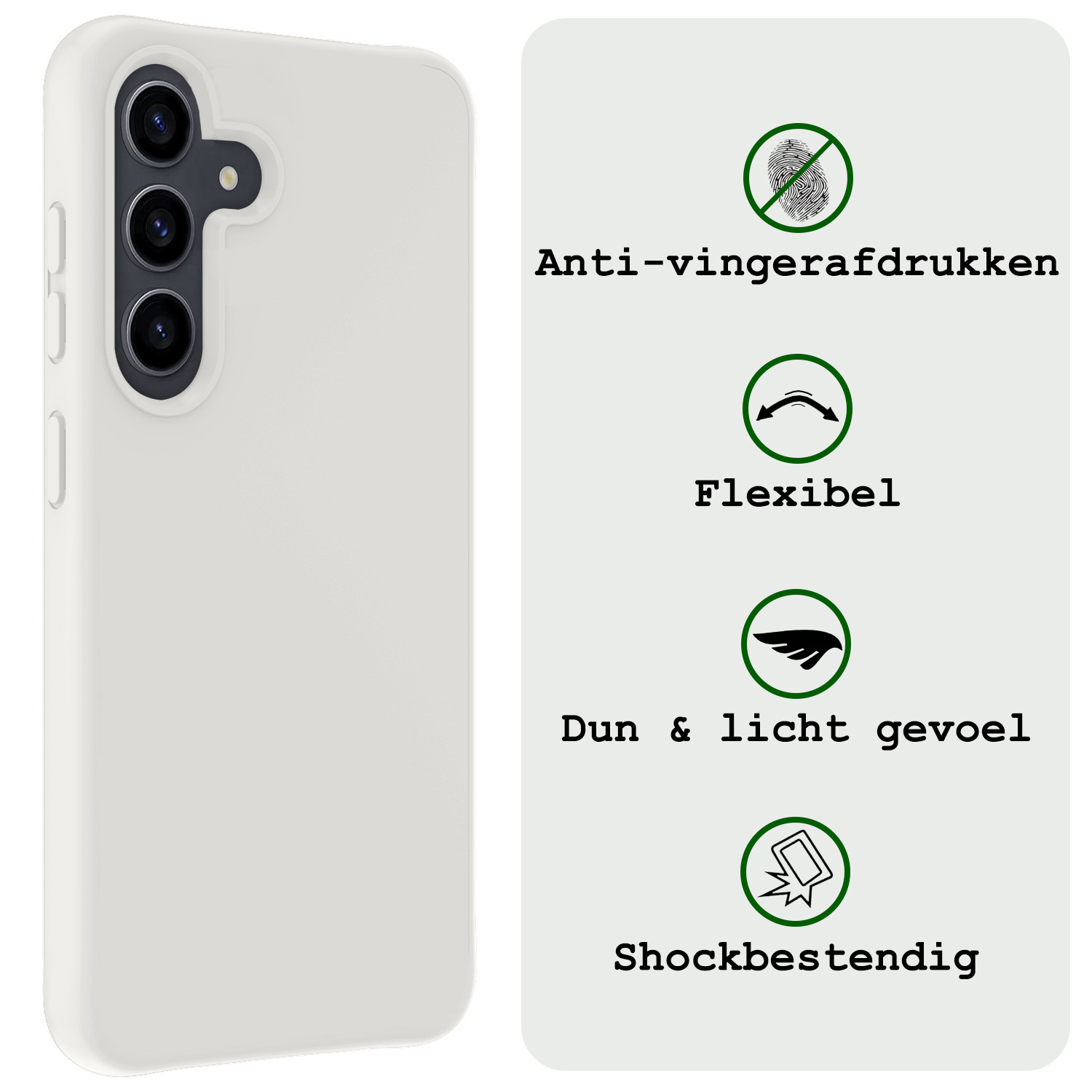 BASEY. Hoes Geschikt voor Samsung S24 Plus Hoesje Siliconen Back Cover Case - Hoesje Geschikt voor Samsung Galaxy S24 Plus Hoes Cover Hoesje - Wit