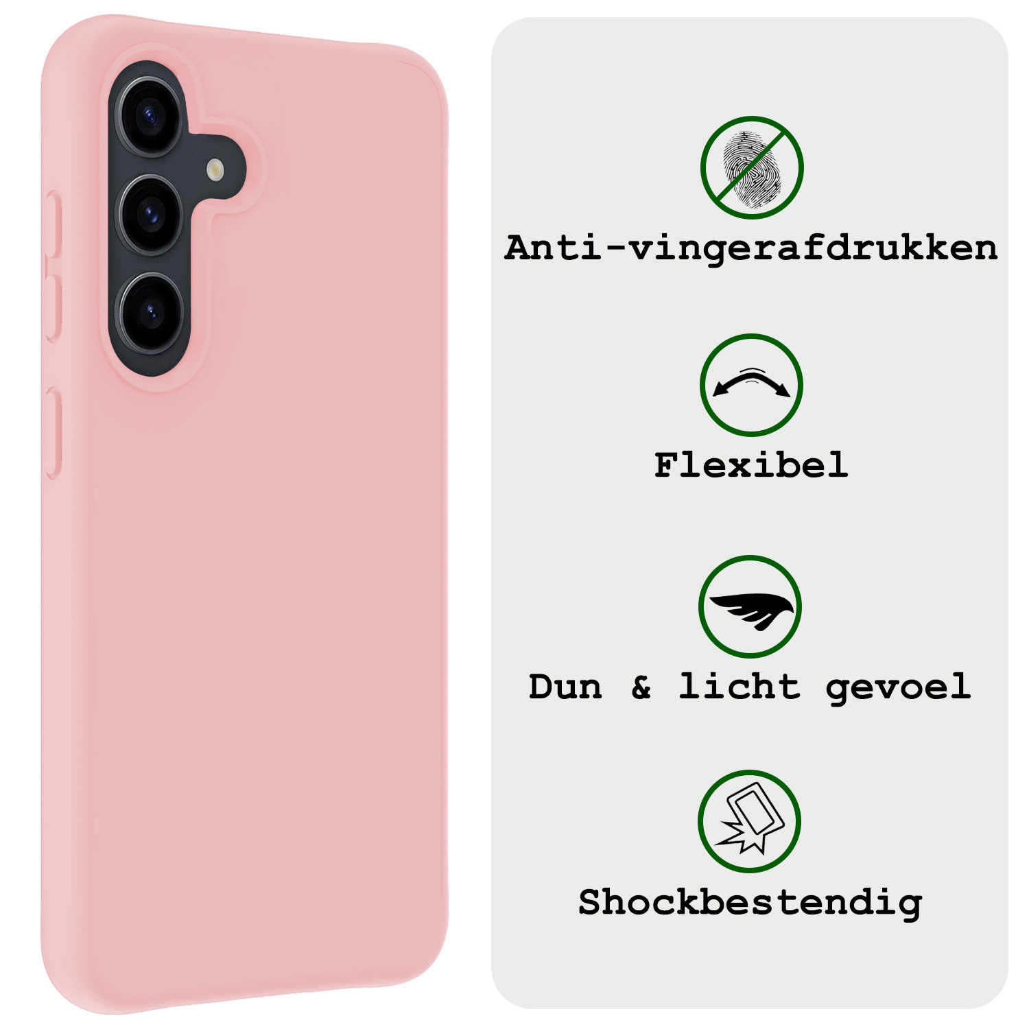 BASEY. Hoes Geschikt voor Samsung S24 Plus Hoesje Siliconen Back Cover Case - Hoesje Geschikt voor Samsung Galaxy S24 Plus Hoes Cover Hoesje - Lichtroze