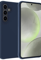 BASEY. Hoes Geschikt voor Samsung S24 Plus Hoesje Siliconen Back Cover Case - Hoesje Geschikt voor Samsung Galaxy S24 Plus Hoes Cover Hoesje - Donkerblauw