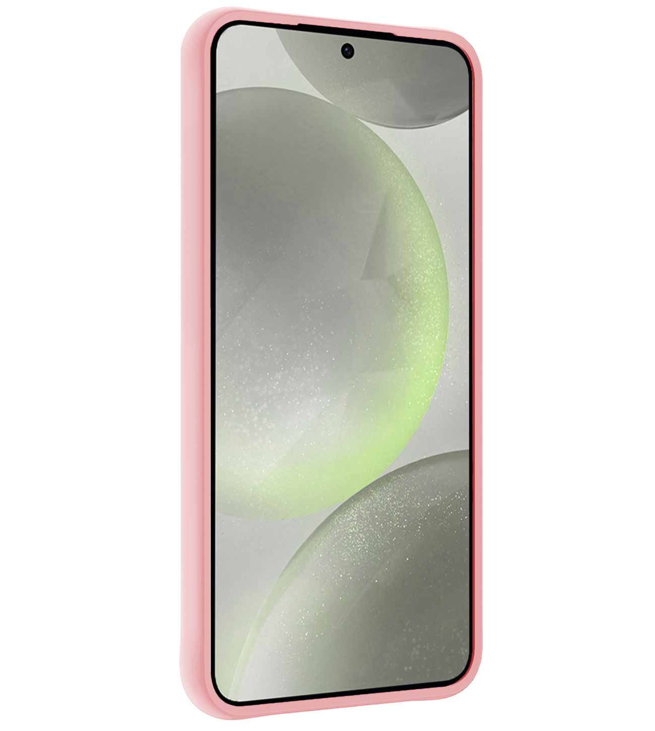 BASEY. Hoes Geschikt voor Samsung S24 Hoesje Siliconen Back Cover Case Met 2x Screenprotector - Hoesje Geschikt voor Samsung Galaxy S24 Hoes Cover Hoesje - Lichtroze