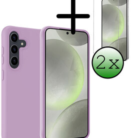 BASEY. BASEY. Samsung Galaxy S24 Hoesje Siliconen Met 2x Screenprotector - Lila
