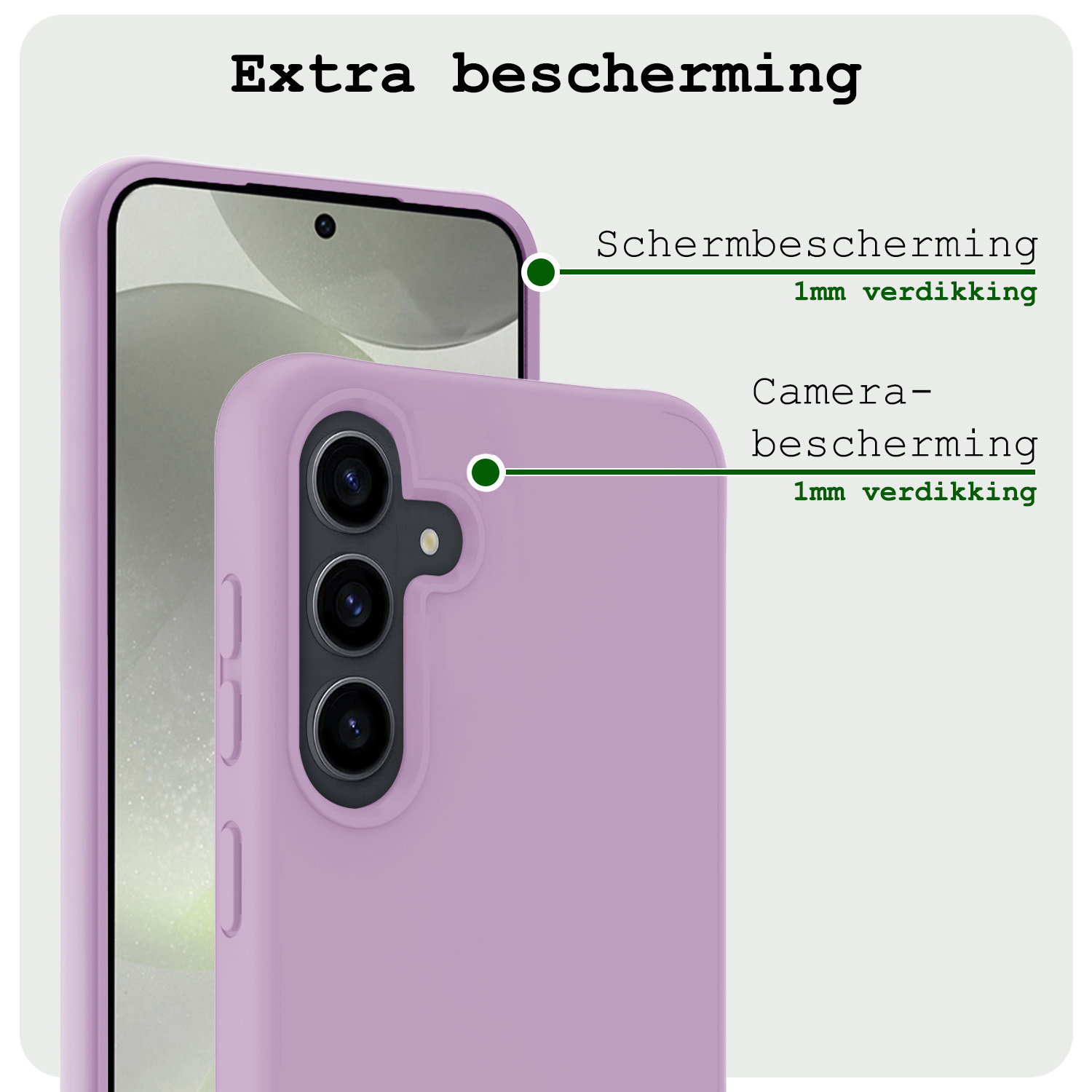 BASEY. Hoes Geschikt voor Samsung S24 Hoesje Siliconen Back Cover Case Met 2x Screenprotector - Hoesje Geschikt voor Samsung Galaxy S24 Hoes Cover Hoesje - Lila