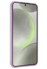 BASEY. Hoes Geschikt voor Samsung S24 Hoesje Siliconen Back Cover Case Met 2x Screenprotector - Hoesje Geschikt voor Samsung Galaxy S24 Hoes Cover Hoesje - Lila