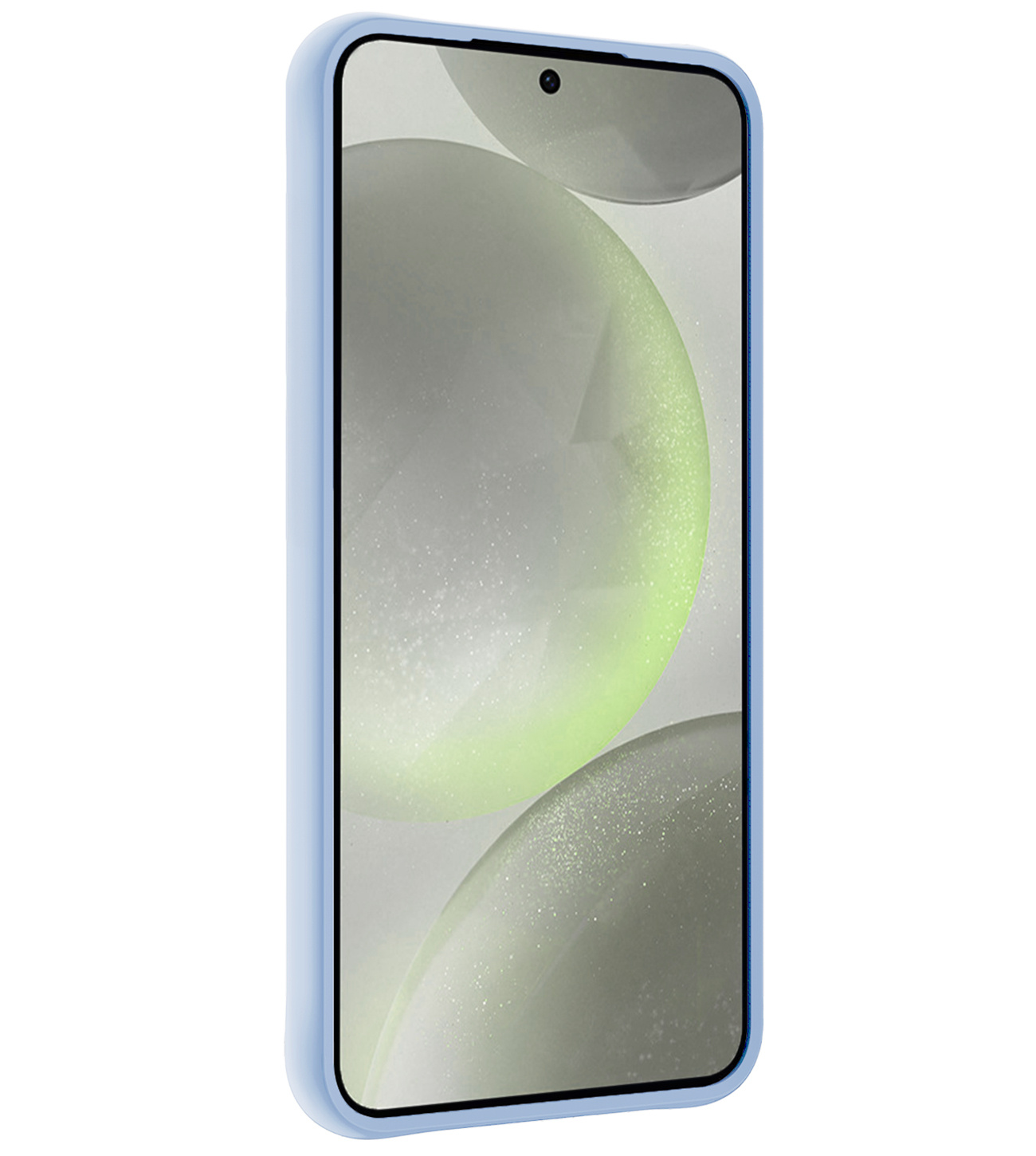 BASEY. Hoes Geschikt voor Samsung S24 Hoesje Siliconen Back Cover Case Met 2x Screenprotector - Hoesje Geschikt voor Samsung Galaxy S24 Hoes Cover Hoesje - Lichtblauw