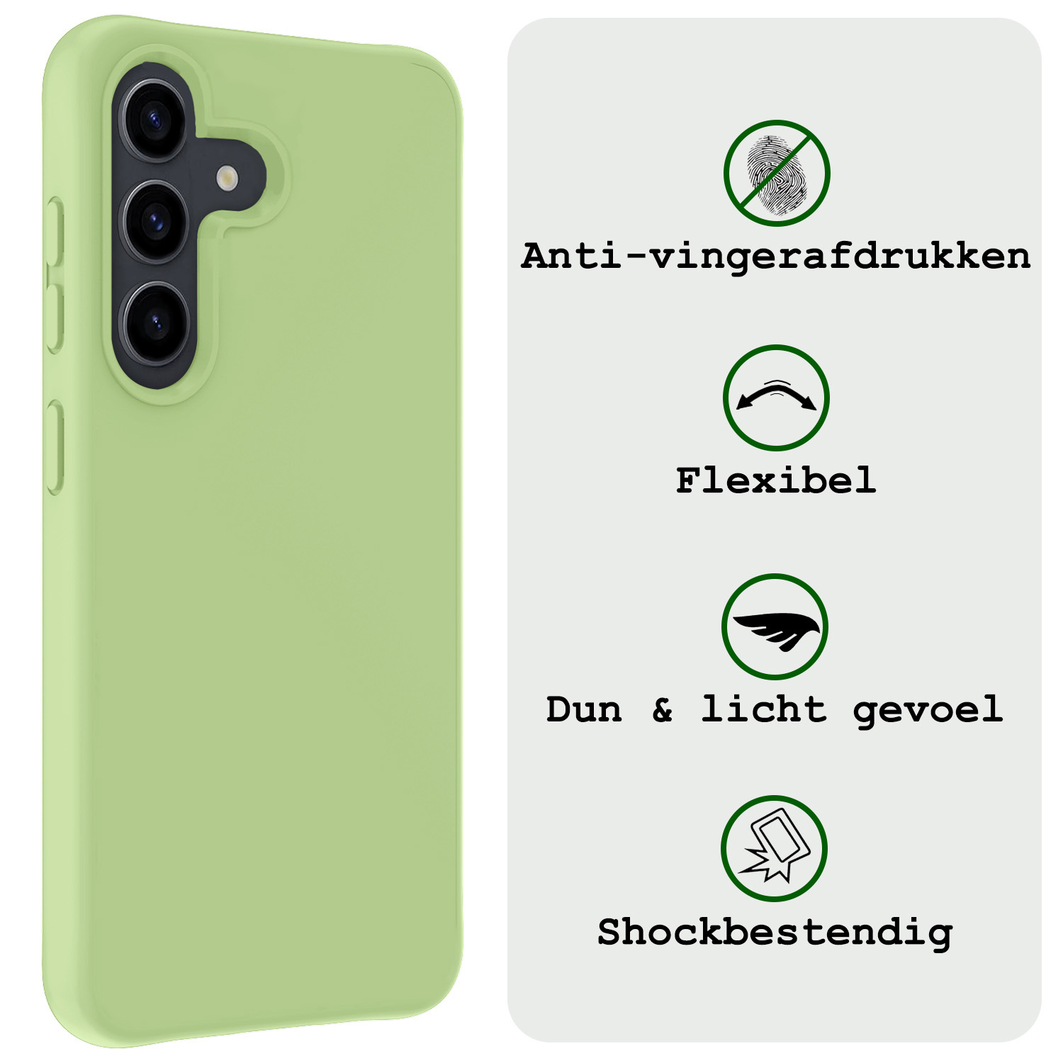 BASEY. Hoes Geschikt voor Samsung S24 Hoesje Siliconen Back Cover Case Met 2x Screenprotector - Hoesje Geschikt voor Samsung Galaxy S24 Hoes Cover Hoesje - Groen