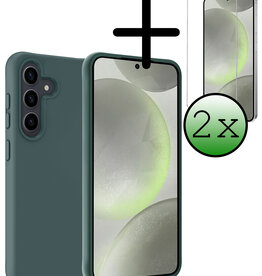 BASEY. BASEY. Samsung Galaxy S24 Hoesje Siliconen Met 2x Screenprotector - Donkergroen