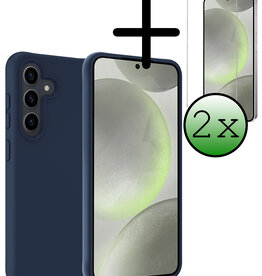 BASEY. BASEY. Samsung Galaxy S24 Hoesje Siliconen Met 2x Screenprotector - Donkerblauw