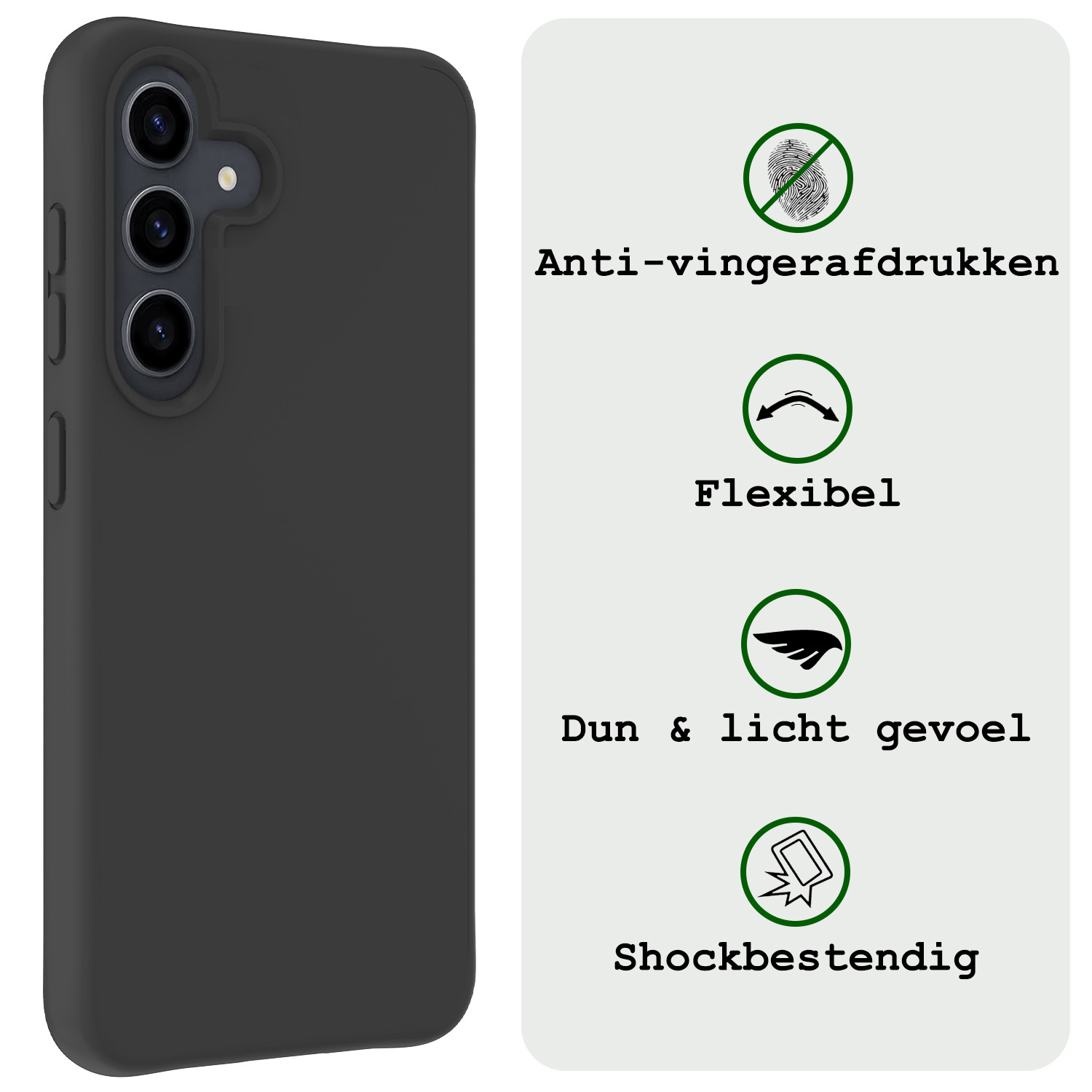 BASEY. Hoes Geschikt voor Samsung S24 Hoesje Siliconen Back Cover Case Met Screenprotector - Hoesje Geschikt voor Samsung Galaxy S24 Hoes Cover Hoesje - Zwart