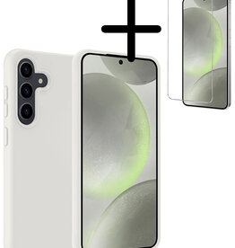 BASEY. BASEY. Samsung Galaxy S24 Hoesje Siliconen Met Screenprotector - Wit