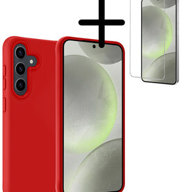 BASEY. BASEY. Samsung Galaxy S24 Hoesje Siliconen Met Screenprotector - Rood