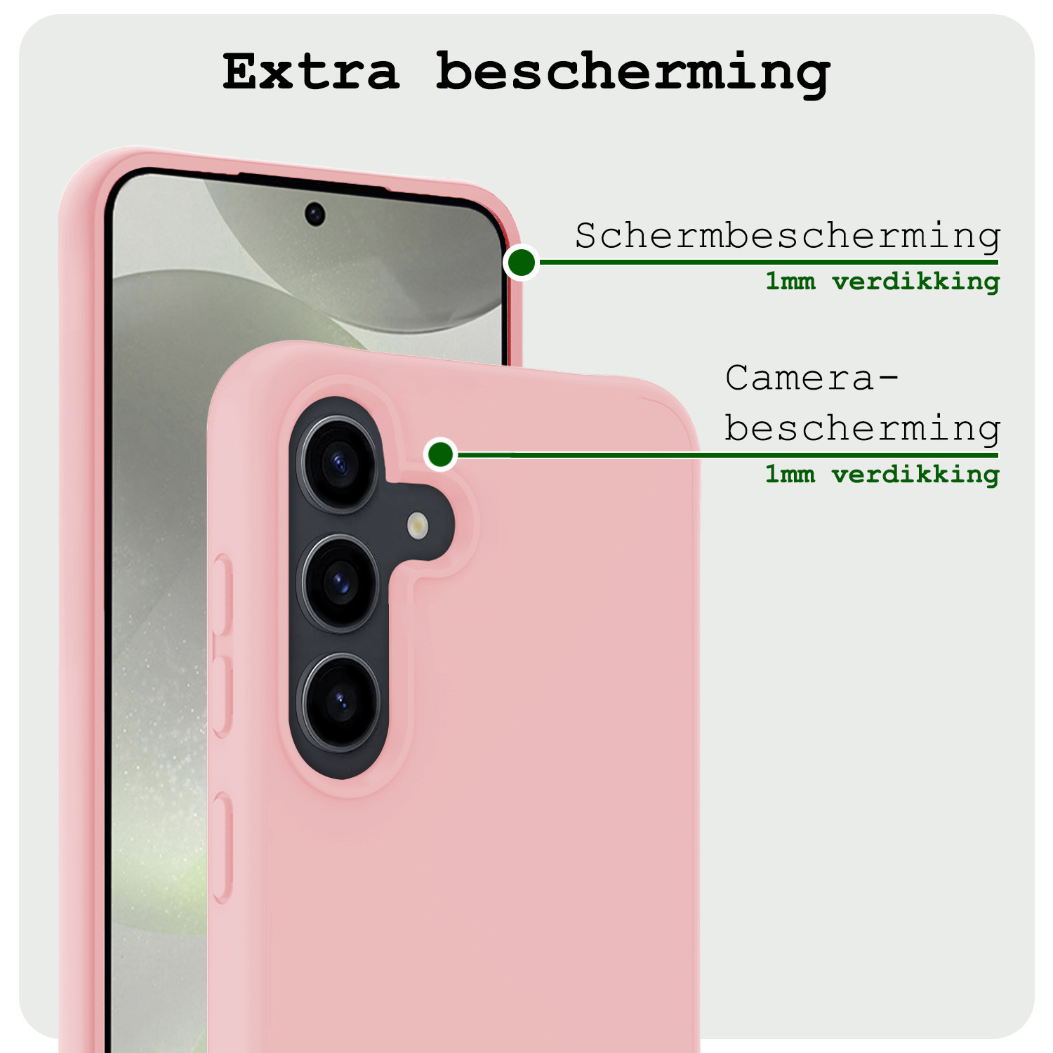 BASEY. Hoes Geschikt voor Samsung S24 Hoesje Siliconen Back Cover Case Met Screenprotector - Hoesje Geschikt voor Samsung Galaxy S24 Hoes Cover Hoesje - Lichtroze