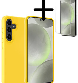 BASEY. BASEY. Samsung Galaxy S24 Hoesje Siliconen Met Screenprotector - Geel