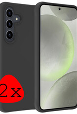 BASEY. Hoes Geschikt voor Samsung S24 Hoesje Siliconen Back Cover Case - Hoesje Geschikt voor Samsung Galaxy S24 Hoes Cover Hoesje - Zwart - 2 Stuks