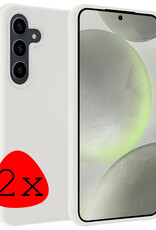 BASEY. Hoes Geschikt voor Samsung S24 Hoesje Siliconen Back Cover Case - Hoesje Geschikt voor Samsung Galaxy S24 Hoes Cover Hoesje - Wit - 2 Stuks