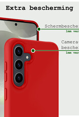 BASEY. Hoes Geschikt voor Samsung S24 Hoesje Siliconen Back Cover Case - Hoesje Geschikt voor Samsung Galaxy S24 Hoes Cover Hoesje - Rood - 2 Stuks