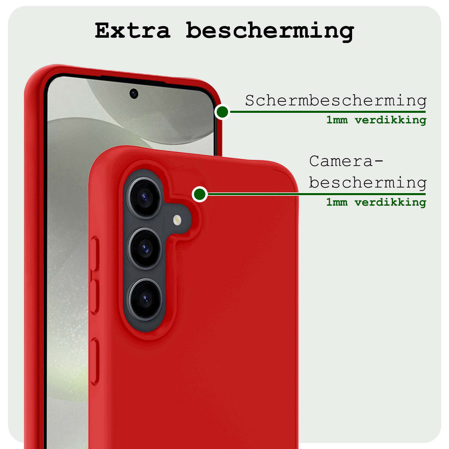 BASEY. Hoes Geschikt voor Samsung S24 Hoesje Siliconen Back Cover Case - Hoesje Geschikt voor Samsung Galaxy S24 Hoes Cover Hoesje - Rood - 2 Stuks