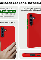 BASEY. Hoes Geschikt voor Samsung S24 Hoesje Siliconen Back Cover Case - Hoesje Geschikt voor Samsung Galaxy S24 Hoes Cover Hoesje - Rood - 2 Stuks