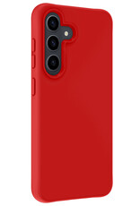BASEY. Hoes Geschikt voor Samsung S24 Hoesje Siliconen Back Cover Case - Hoesje Geschikt voor Samsung Galaxy S24 Hoes Cover Hoesje - Rood - 2 Stuks