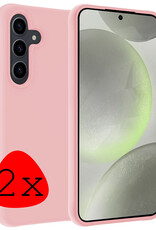 BASEY. Hoes Geschikt voor Samsung S24 Hoesje Siliconen Back Cover Case - Hoesje Geschikt voor Samsung Galaxy S24 Hoes Cover Hoesje - Lichtroze - 2 Stuks