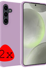 BASEY. Hoes Geschikt voor Samsung S24 Hoesje Siliconen Back Cover Case - Hoesje Geschikt voor Samsung Galaxy S24 Hoes Cover Hoesje - Lila - 2 Stuks