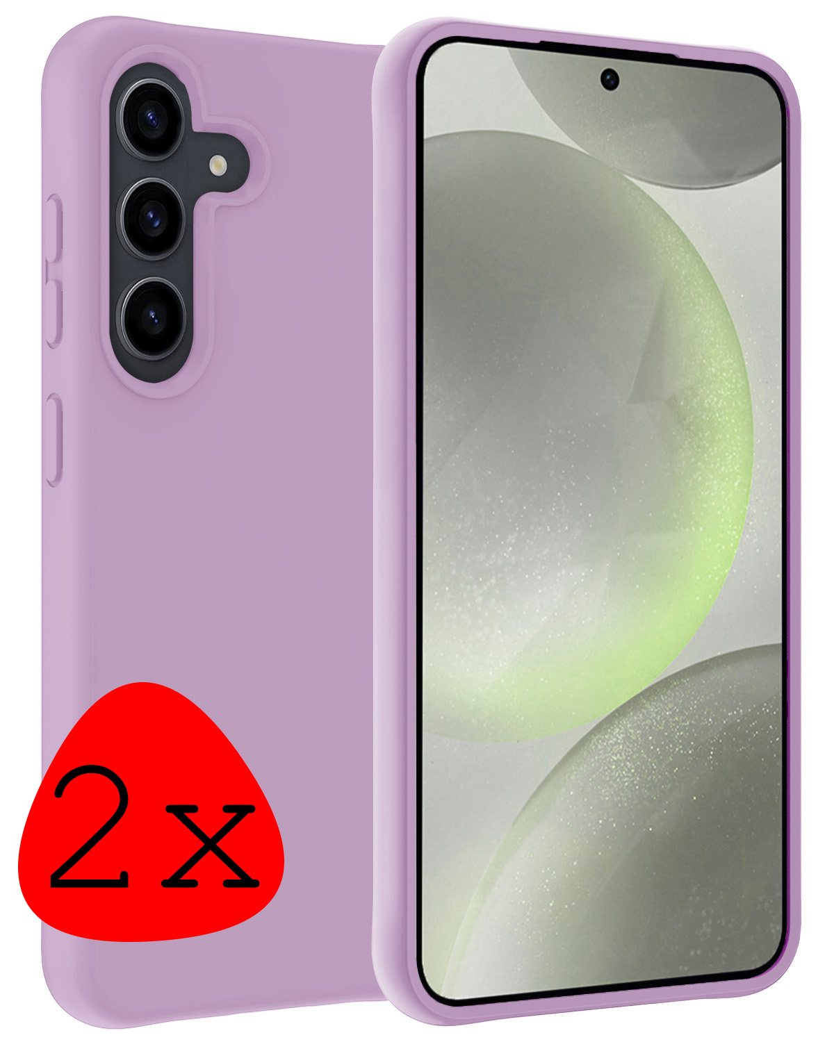 BASEY. Hoes Geschikt voor Samsung S24 Hoesje Siliconen Back Cover Case - Hoesje Geschikt voor Samsung Galaxy S24 Hoes Cover Hoesje - Lila - 2 Stuks