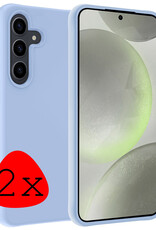 BASEY. Hoes Geschikt voor Samsung S24 Hoesje Siliconen Back Cover Case - Hoesje Geschikt voor Samsung Galaxy S24 Hoes Cover Hoesje - Lichtblauw - 2 Stuks
