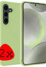 BASEY. Hoes Geschikt voor Samsung S24 Hoesje Siliconen Back Cover Case - Hoesje Geschikt voor Samsung Galaxy S24 Hoes Cover Hoesje - Groen - 2 Stuks