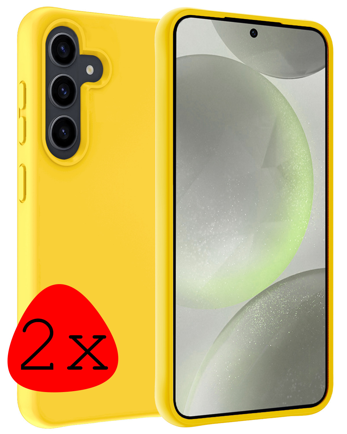 BASEY. Hoes Geschikt voor Samsung S24 Hoesje Siliconen Back Cover Case - Hoesje Geschikt voor Samsung Galaxy S24 Hoes Cover Hoesje - Geel - 2 Stuks