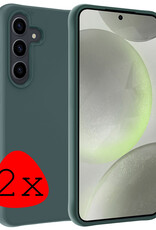BASEY. Hoes Geschikt voor Samsung S24 Hoesje Siliconen Back Cover Case - Hoesje Geschikt voor Samsung Galaxy S24 Hoes Cover Hoesje - Donkergroen - 2 Stuks