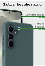 BASEY. Hoes Geschikt voor Samsung S24 Hoesje Siliconen Back Cover Case - Hoesje Geschikt voor Samsung Galaxy S24 Hoes Cover Hoesje - Donkergroen - 2 Stuks