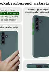 BASEY. Hoes Geschikt voor Samsung S24 Hoesje Siliconen Back Cover Case - Hoesje Geschikt voor Samsung Galaxy S24 Hoes Cover Hoesje - Donkergroen - 2 Stuks