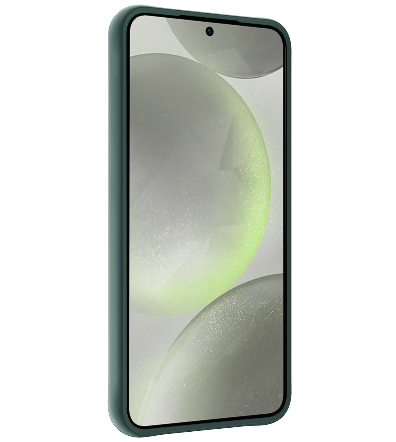 BASEY. Hoes Geschikt voor Samsung S24 Hoesje Siliconen Back Cover Case - Hoesje Geschikt voor Samsung Galaxy S24 Hoes Cover Hoesje - Donkergroen - 2 Stuks