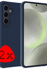 BASEY. Hoes Geschikt voor Samsung S24 Hoesje Siliconen Back Cover Case - Hoesje Geschikt voor Samsung Galaxy S24 Hoes Cover Hoesje - Donkerblauw - 2 Stuks