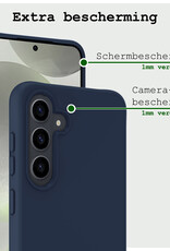 BASEY. Hoes Geschikt voor Samsung S24 Hoesje Siliconen Back Cover Case - Hoesje Geschikt voor Samsung Galaxy S24 Hoes Cover Hoesje - Donkerblauw - 2 Stuks