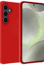 BASEY. Hoes Geschikt voor Samsung S24 Hoesje Siliconen Back Cover Case - Hoesje Geschikt voor Samsung Galaxy S24 Hoes Cover Hoesje - Rood