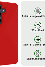 BASEY. Hoes Geschikt voor Samsung S24 Hoesje Siliconen Back Cover Case - Hoesje Geschikt voor Samsung Galaxy S24 Hoes Cover Hoesje - Rood