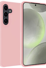 BASEY. Hoes Geschikt voor Samsung S24 Hoesje Siliconen Back Cover Case - Hoesje Geschikt voor Samsung Galaxy S24 Hoes Cover Hoesje - Lichtroze